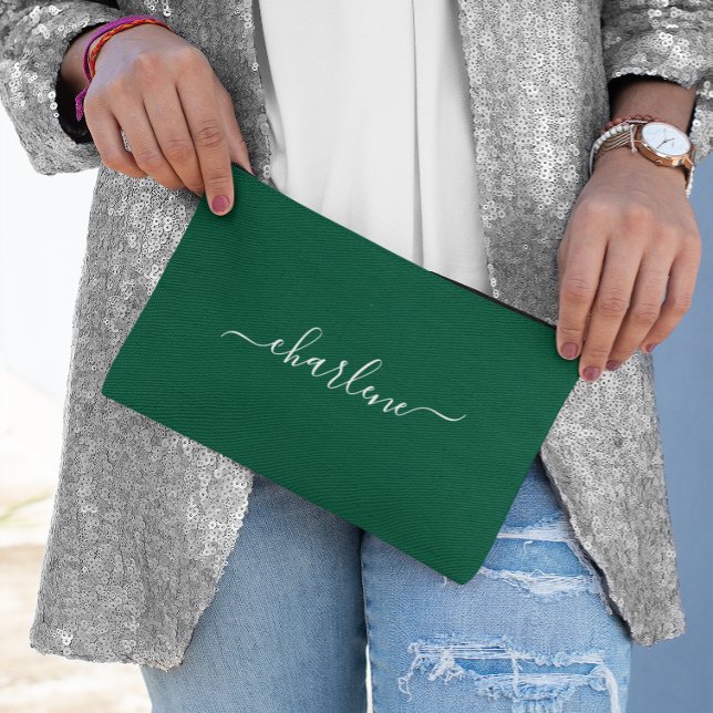 Bolsito Accesorio Pequeño Hunter Green and White Elegant Name (Hunter Green and White Elegant Name Accessory Pouch)