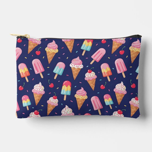Bolsito Accesorio Pequeño Ice cream, popsicles and cherries pattern (Anverso)