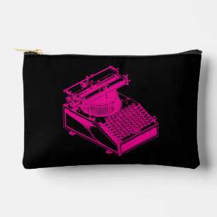 Bolsito Accesorio Pequeño Ilustración de máquina de escribir magenta retro v