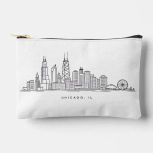 Bolsito Accesorio Pequeño Ilustración del paisaje urbano de Chicago IL