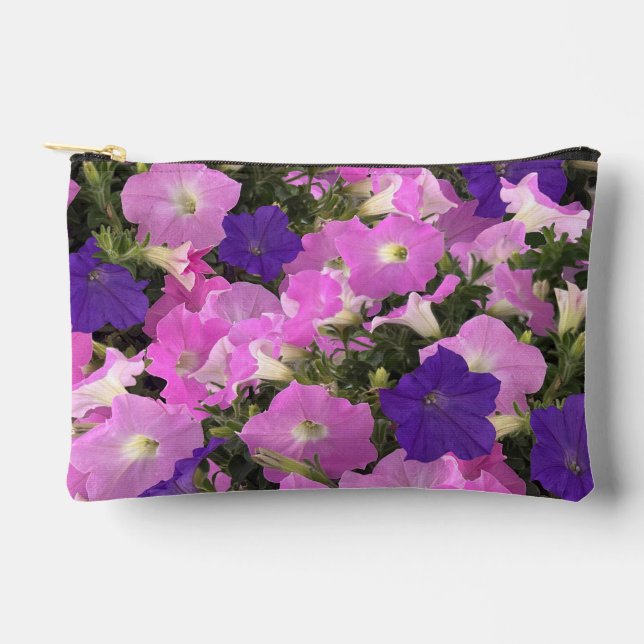 Bolsito Accesorio Pequeño Imagen De Morning Glory Pink & Purple Flowers (Anverso)