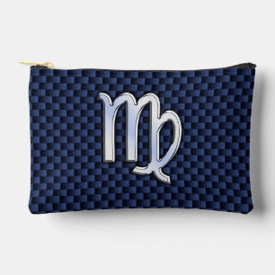 Bolsito Accesorio Pequeño Impresión de fibra de carbono azul Virgo Zodiac Si