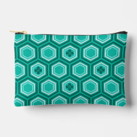 Impresión de Kimono Hexagonal, Verde azulada, Aqua