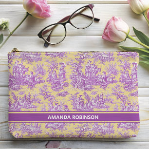 Bolsito Accesorio Pequeño Impresión de la tela de jouy violeta amarilla