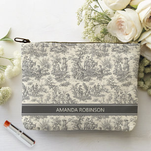 Bolsito Accesorio Pequeño Impresión de tela blanca y negra de jouy