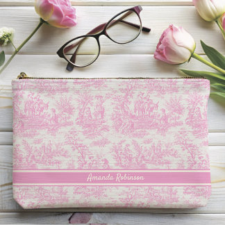 Bolsito Accesorio Pequeño Impresión de toile rosa de jouy