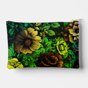 Bolsito Accesorio Pequeño Impresión floral verde vintage de colores únicos