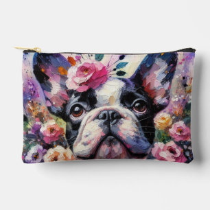 Bolsito Accesorio Pequeño Impresionante Bulldog francés Rosas florales