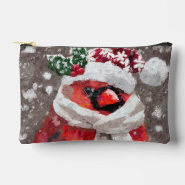 Bolsito Accesorio Pequeño Impresionante cardenal de pájaro y Gorra en nieve