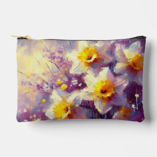 Bolsito Accesorio Pequeño Impresionante Daffodil Floral Purple Yellow Art