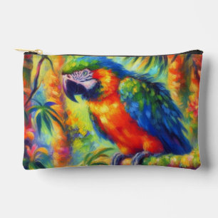 Bolsito Accesorio Pequeño Impresionante Loro Tropical Pájaro Azul Verde
