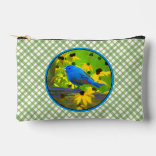 Bolsito Accesorio Pequeño Indigo Bunting en la pintura de cercas arte origin