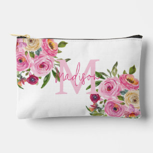 Bolsito Accesorio Pequeño Inicial Personalizar Acuarela Floral