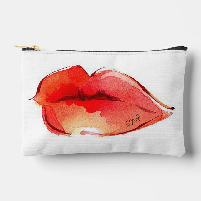 Bolsito Accesorio Pequeño Iniciales personalizadas Labios rojos (Anverso)