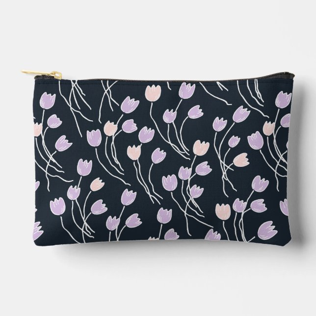 Bolsito Accesorio Pequeño Jardín de Medianoche Floral Oscuro (Anverso)