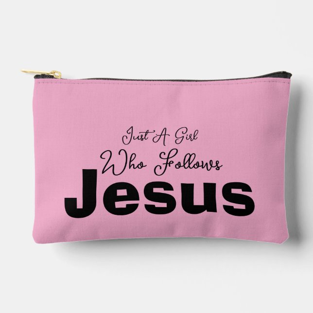Bolsito Accesorio Pequeño Just a Girl Who Follows Jesus (Anverso)