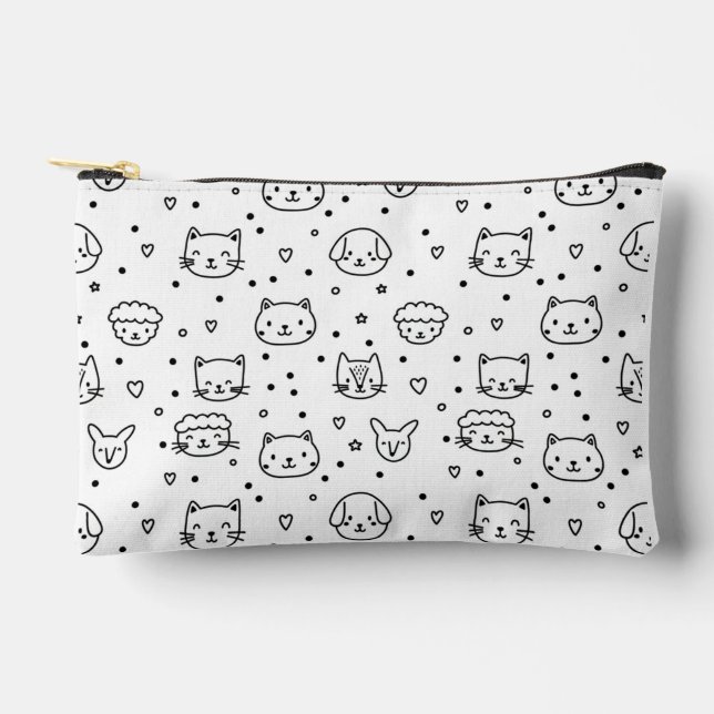 Bolsito Accesorio Pequeño Kawaii Critter Faces Pattern (Anverso)