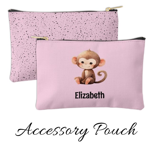 Bolsito Accesorio Pequeño Kids cute monkey add a name pink black (Subido por el creador)