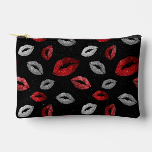Bolsito Accesorio Pequeño Labios rojos plateados con brillo para San Valentí