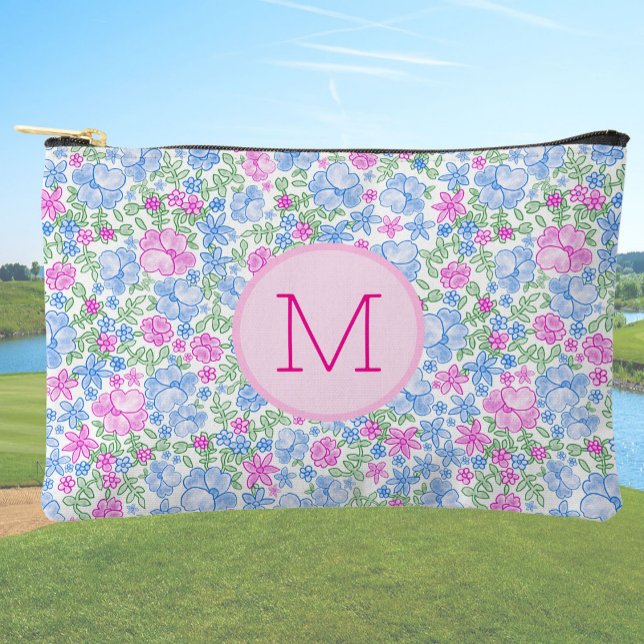 Bolsito Accesorio Pequeño Lady Golfer Pink Blue Preppy Custom Initial Ladies (Subido por el creador)