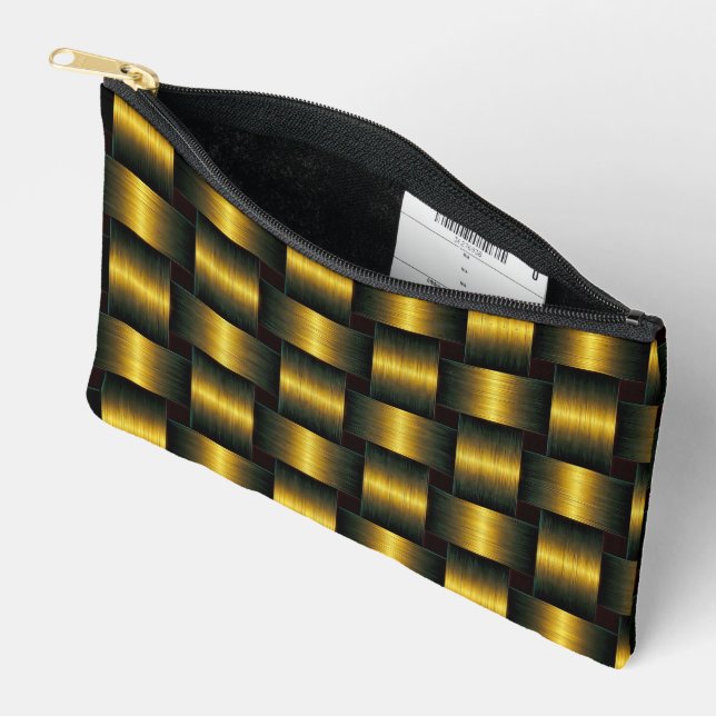 Bolsito Accesorio Pequeño Lattice Negro y Oro (Abierto)