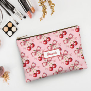 Bolsito Accesorio Pequeño Lazo Rojo Rosa Lindo Personalizado Cereza