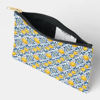 Bolsito Accesorio Pequeño Lemon Botanical Blue and Yellow Summer Print