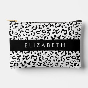 Bolsito Accesorio Pequeño Leopard Print, Spots, Black And White, Tu Nombre