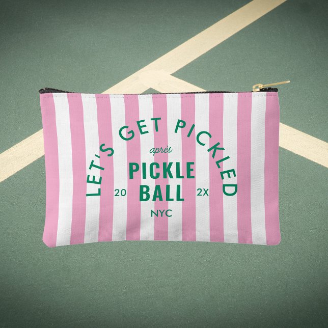 Bolsito Accesorio Pequeño Let's Get Pickled Après Pickle Ball Pink Stripe (Subido por el creador)