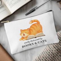 Libro Gato Divertido Amante de los Libros Acuarela