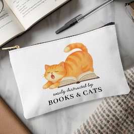 Bolsito Accesorio Pequeño Libro Gato Divertido Amante de los Libros Acuarela