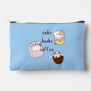 Bolsito Accesorio Pequeño Libros Café Gatos