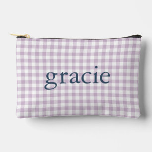 Bolsito Accesorio Pequeño Lila Morado Gingham Monogramado