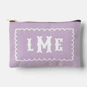 Bolsito Accesorio Pequeño Lila Morado y Blanco Monograma con Borde Ondulado