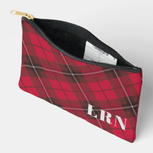 Bolsito Accesorio Pequeño Lindo Cuadro Rojo Monograma o Iniciales