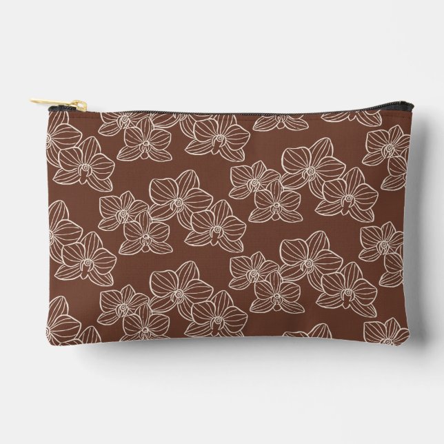 Bolsito Accesorio Pequeño Linear Orchid | Floral Dark Rust (Anverso)