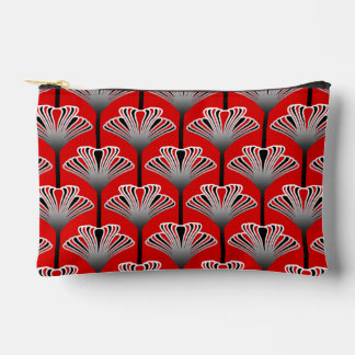 Bolsito Accesorio Pequeño Lirio Art Deco, rojo profundo y gris / gris