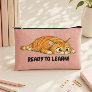 Bolsito Accesorio Pequeño Listo para aprender divertido gato naranja estuche