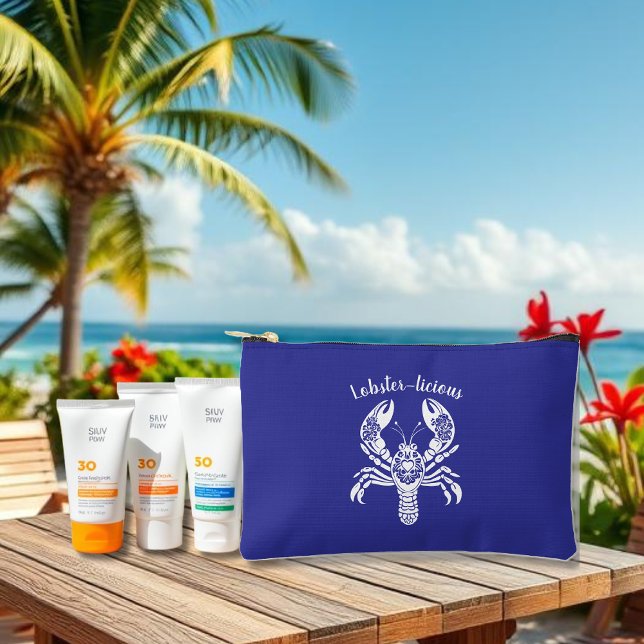 Bolsito Accesorio Pequeño Lobster-Fisherman Core-Hawaian-Blue (Lobster-Fisherman Core-Hawaiian-Tropical-Beach-Summer small sunblock bag-Blue)