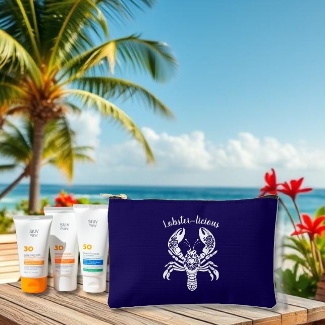 Bolsito Accesorio Pequeño Lobster-Fisherman Core-Hawaian-Blue (Lobster-Fisherman Core-Hawaiian-Tropical-Summer-Beach-small bag-sunblock bag-dark blue)