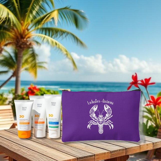 Bolsito Accesorio Pequeño Lobster-Fisherman Core-Hawaiian-Purple (Lobster-Fisherman Core-Hawaiian-Tropical-Beach-Summer small sunblock bag-Purple)