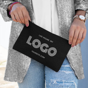 Bolsito Accesorio Pequeño Logo rectangular moderno negro y blanco