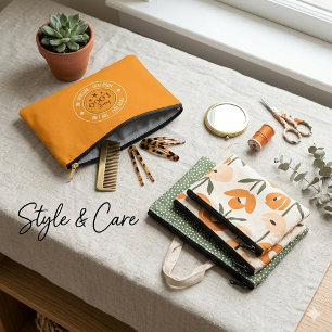 Bolsito Accesorio Pequeño Logotipo moderno con texto personalizado naranja
