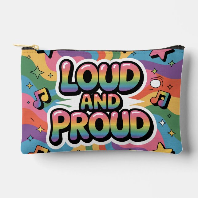 Bolsito Accesorio Pequeño LOUD AND PROUD | LGBTQ+ Pride Ally (Anverso)
