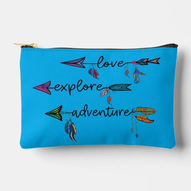 Bolsito Accesorio Pequeño Love Explore Adventure Arrow Tribal Boho Design (Anverso)