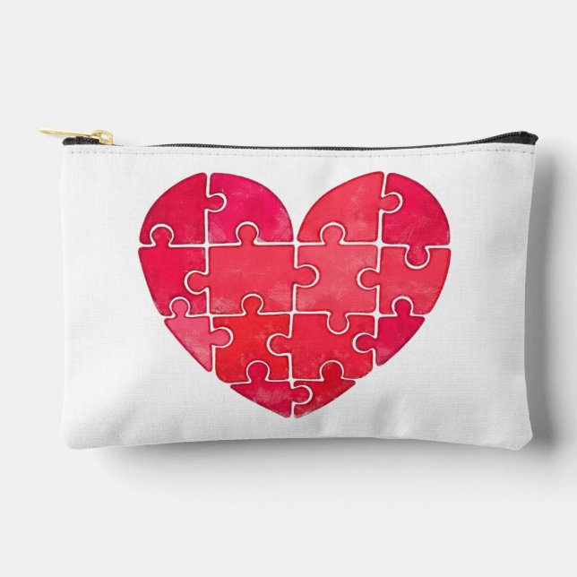 Bolsito Accesorio Pequeño Love puzzle solved, red puzzle heart (Anverso)