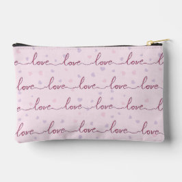 Bolsito Accesorio Pequeño LOVE word On Pink Heart Background
