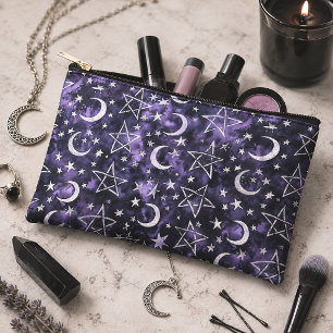 Bolsito Accesorio Pequeño Luna Gótica y Morado Pentagrama