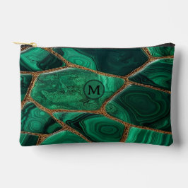Bolsito Accesorio Pequeño Luxury Emerald Malachite Green Marble Abstract