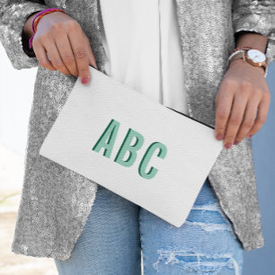 Bolsito Accesorio Pequeño Luz negrita Verde azulada 3 letras monograma